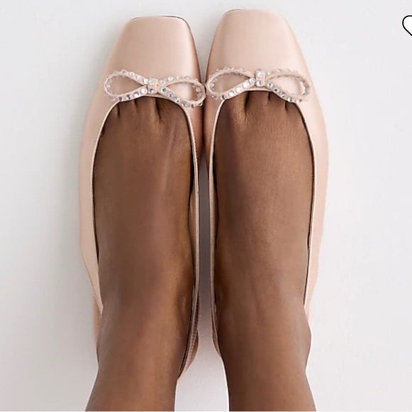 NWT&B! J. Crew Ballet Anya slingback flats with bow - Square Toe - Nude Satin - Picture 2 of 9